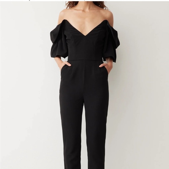 Boskemper × Anthropologie Noir Black Lilian Jumpsuit Ruffle Size Small S - Picture 8 of 10